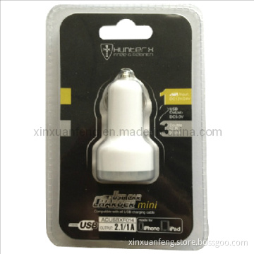 Dual USB Car Charger with Heat Sealed Double Blister (5V, 2.1A) (XF-CC-018)
